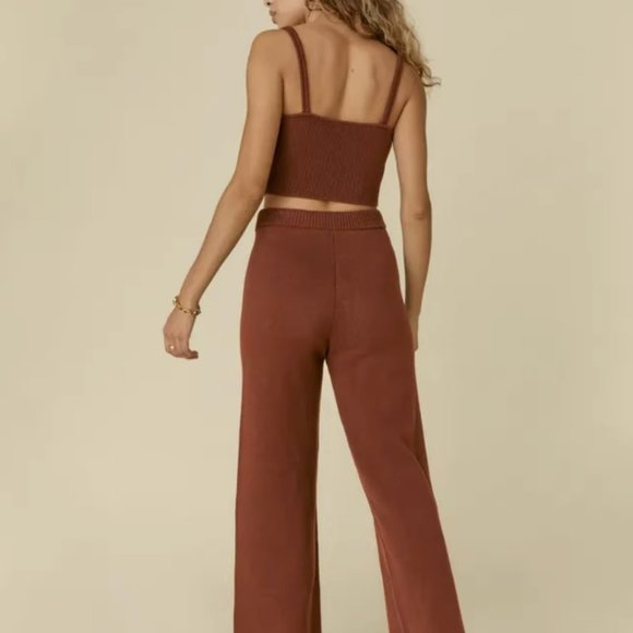 Reformation Lita Cropped Tank & Pant Two-Piece Set - Chestnut - Picture 7 of 8
